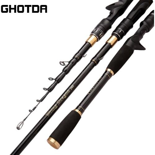 GHOTDA Carbon Telescopic Fishing Rod 1.6m - 2.4m Spinning Rod Carbon Fishing Pole Travel Lure Casting Rod