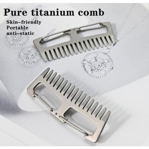 Hair Comb Mini Anti-static Titanium Portable Hanging Buckle Comb for Outdoor Travel