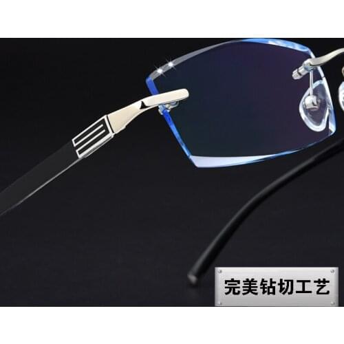 Men Eyewear Prescription Mens Fashion Diamond Cutting Frameless Optical Professional Custom 118 Gold Frame Clear Lens Glasses