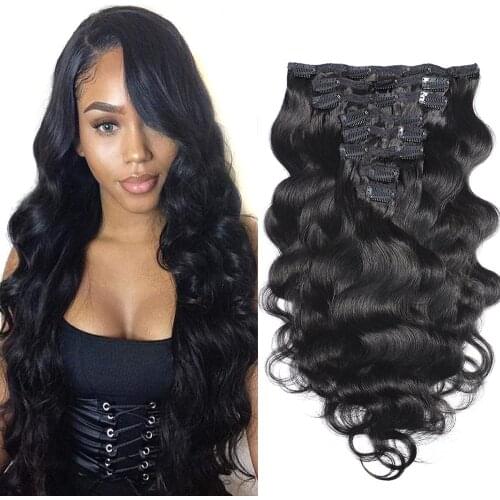 Body Wave Clip in Human Hair Extensions Brazilian Body Wave Wavy clip in Hair Extensions 8pc/set 120g HairPieces for Women