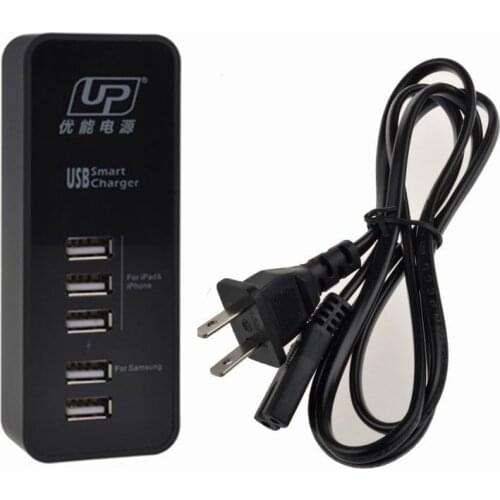 5-Port Multi-Port Desktop Wall Charger Fast Charging Station Hub Power Adapter for Smartphone, iPad or Multiple Devices