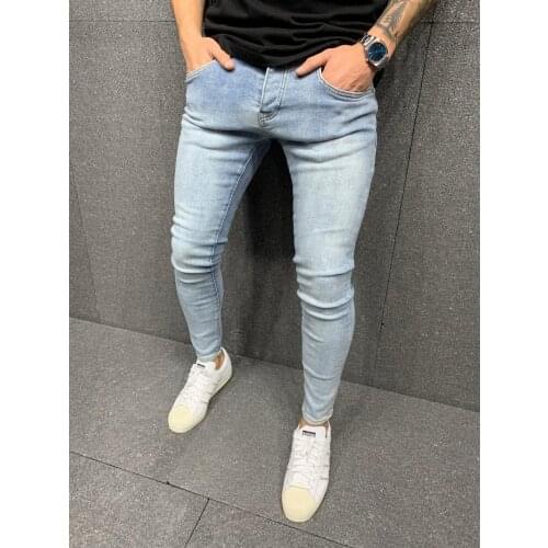 New Mens Elastic Slim Jeans Casual Ripped Skinny Trousers Street Clothing Denim Man Elastic Waist Slim Fit Denim Pants
