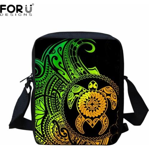 FORUDESIGNS Polynesian Tribal Turtle Print Mini Crossbody Bags Schoolbag for Girls Child School Travel Shoulder Book Bag Satchel