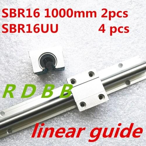 SBR16 1000mm Linear Bearing Rails 2 pcs + 4pcs SBR16UU Linear Motion Bearing Blocks CNC parts
