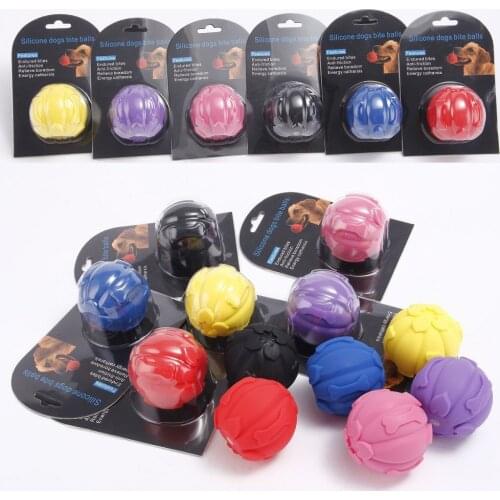 Pet Dog Silicone Squeak Sound Ball Toys Soft Bite Resistant Non-Toxic Pet Chew Tooth Cleaning Toys For Cat Puppy Toy Size 6.5CM