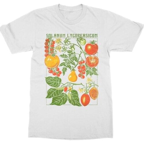 Sunfiz YF 2019 Short Sleeve O-Neck Tomato T-Shirt Botanical Garden Plant Print Art Botany Bloom Fruit Flower Grow T shirt