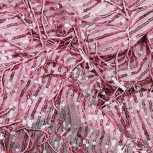 Super beautiful Flash bead fabric three dimensional Sequin tassel wrap dress stage clothing fabric DIY tailoring show fabric