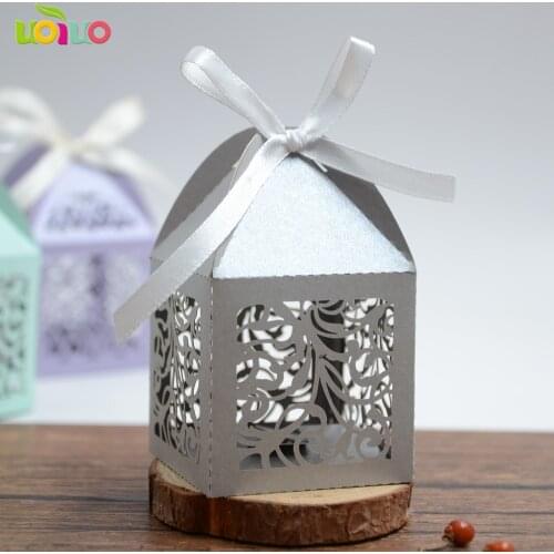 Wedding favor cute mini wedding candy box personalize name logo laser cut wedding box design