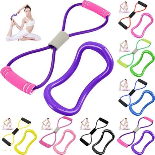 TPE 8 Word Fitness Yoga Gum Resistance Rubber Bands Fitness Elastic Band Fitness Equipment Expander Workout Gym Exercise Train
