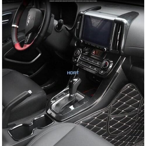 Carbon Fibre Doors Panel Handle Copilot Storagebox Gear Window Switch Deorated Frame Sticker For Hyundai ix35 2018 2019 2020