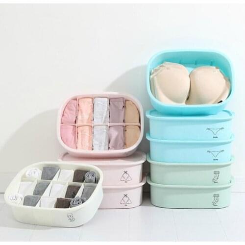 Home Underwear storage box with lid 10 Grids home Wardrobe Drawer Closet Organizer case For Socks Panties Bra 32*20*9cm