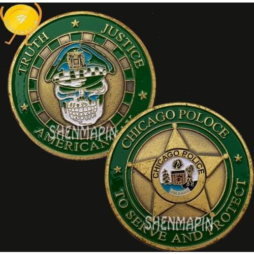 Chicago Police Commemorative Coin American Way To Serve and Protect Truth Justice Honor Coins Collectibles Police Officer Coins