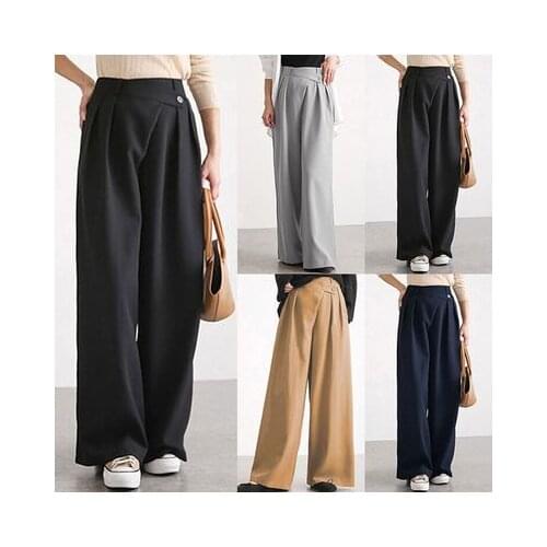 Ladies Fashion Harajuku Irregular High Waist Wide Leg Pants Womens Casual Loose All-match Womens Elegant Pants Spring Summer