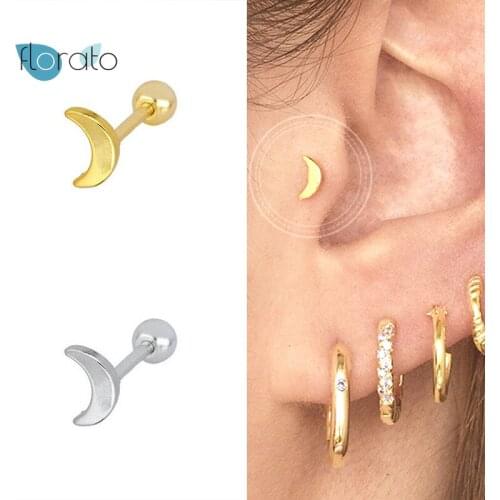 925 Silver Ear Needle Tiny Minimalist Star Moon Earrings for Women Piercing Mini Gold Silver Color Jewelry Wedding Accessories