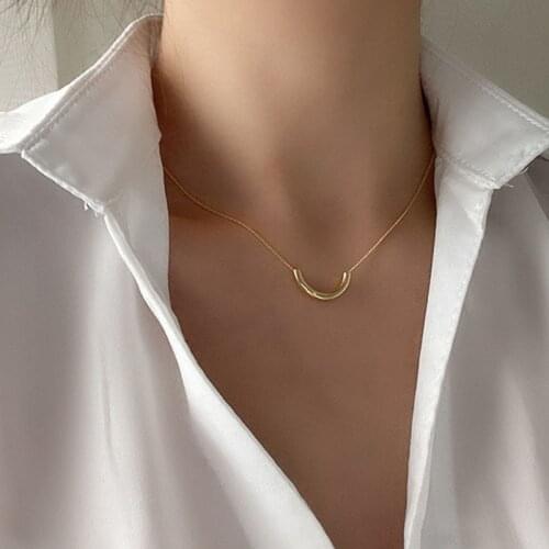 Chic Fashion Gold Chain Curved Bar Choker Necklace for Women Accessoires MInimalist Chocker Necklaces Clavicle Jewelry