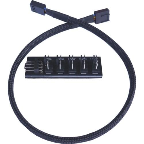 1 To 5-Pin PWM Fan Hub Splitter Adapter CPU Cooler Fan PC Case Chassis Cooling Fan Sleeved Power Cable