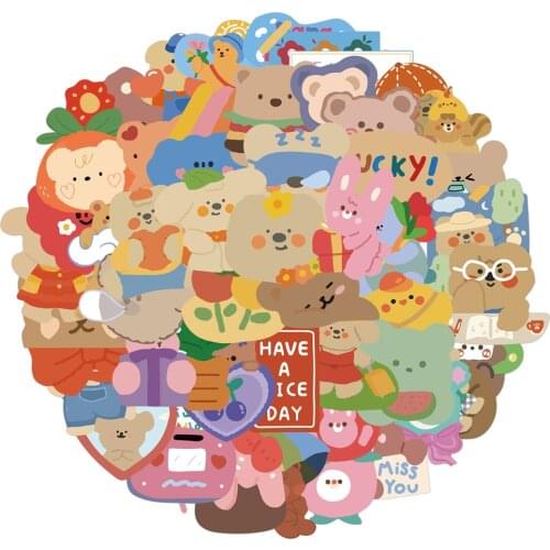 10/30/50PCS Cartoon Cute Bear Graffiti Sticker Notebook Scooter Waterproof Guitar Decoration Toy Wholesale