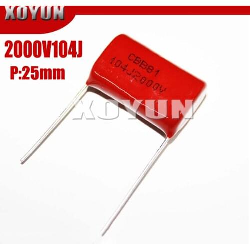 10pcs/lot CBB81 2000V104J 100NF 2KV Pitch 25MM 104J 2000V CBB Polypropylene film capacitor
