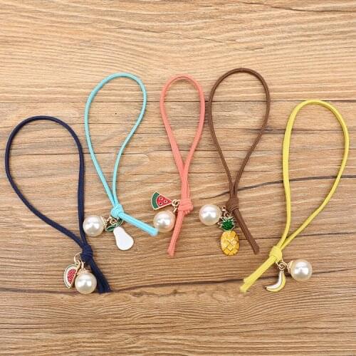 5 PCS/LOT-Korea Cute Fruit Designed Hair Rope Elastic Hair Bands Girls High Elastic Rubber Band Hair Accessories