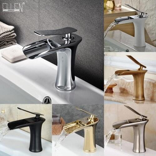 Antique Bronze Waterfall Bathroom Faucet Bathroom Basin Mixer Tap with Hot and Cold Water Black Brush Nickel Water Mixer ELF100