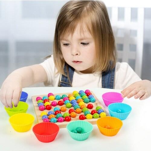 Montessori Wooden Beads Game Educational Early Learn Children GiftsChildrens Clip Beads Puzzle Preschool Toddler Toys For Kids