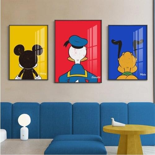 Disney Back View Canvas Paintings Cartoon Donald Duck Mickey Mouse Posters and Prints Wall Art Picture for Girls Room Home Decor