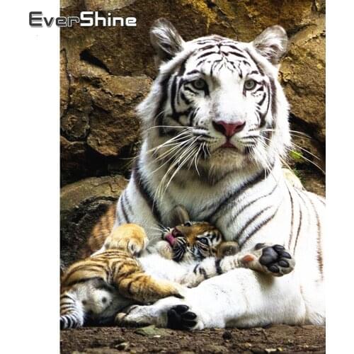 Evershine Diamond Embroidery Tiger Full Drill Square Cross Stitch Mosaic Full Layout 5D DIY Painting Animals Rhinestone Pictures