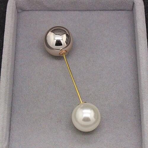 Fixed Anti-slip Double Head Pearl Brooches Pins Fashion Cardigan Scarf Shawl Coat Lapel Pin Clothing Accessories Gifts Jewelry