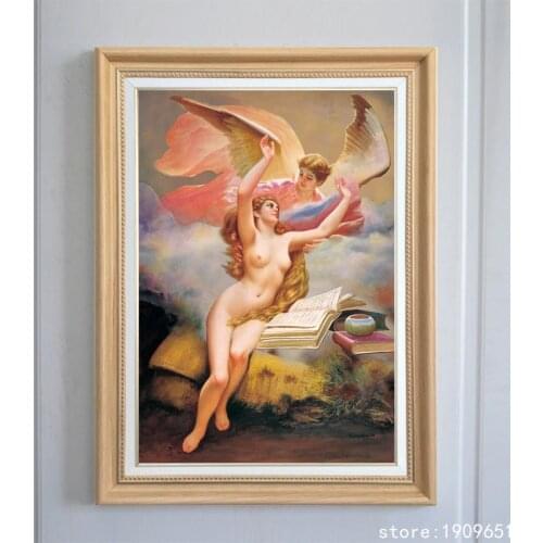 Cotton no frame classical figures nude art angels canvas printings oil painting printed on cotton wall art decoration pictures