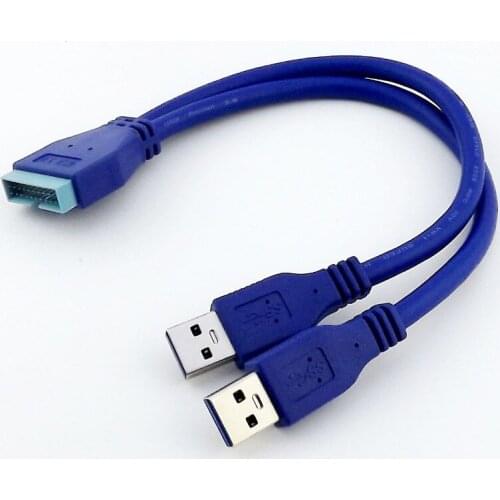 1pc USB 3.0 A Male 2 Ports to 20 Pin Male Header Motherboard Extension Adapter Cable 25cm