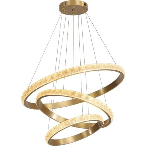 Copper Luxury LED Chandelier Lighting Postmdoern Living Room Bedroom Restaurant Round Hanging Lamp Dining Villa Simple Fixtures
