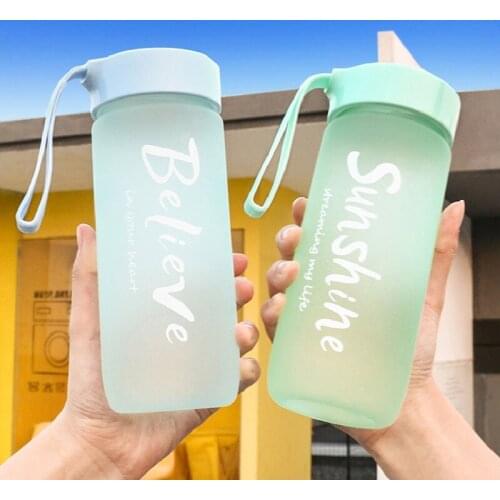 Trendy Fresh and Simple Style Practical Frosted Drop-Proof and Leak-Proof Portable Outdoor Sports Bottle in Multiple Colors