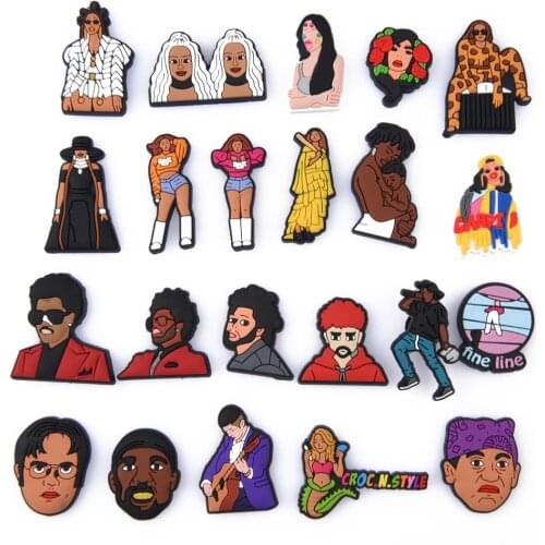 New Custom PVC Croc Shoe Charms Cartoon Popular Singer Shoes Accessories Famous Actress Guitar Celebrity Bracelet Decorations