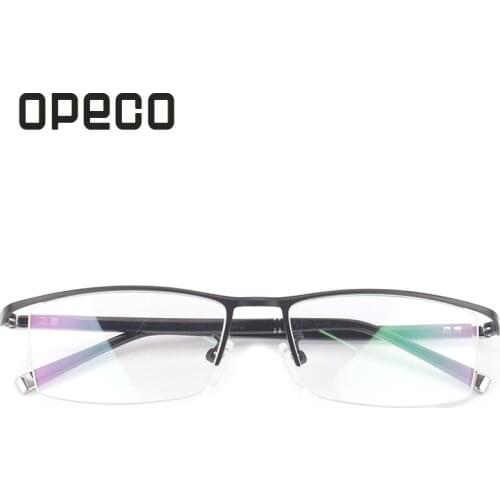 Opeco Mens Prescription Eyeglasses Frame Fashion RX able Glasses Half Rim Myopia Optical Eyewear #666