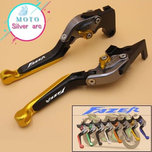 Logo(Fazer ) Titanium+ Golden For Yamaha FZ1 FAZER 2001 2002 2003 2004 2005 Motorcycle CNC Folding Extendable Brake Clutch Leve
