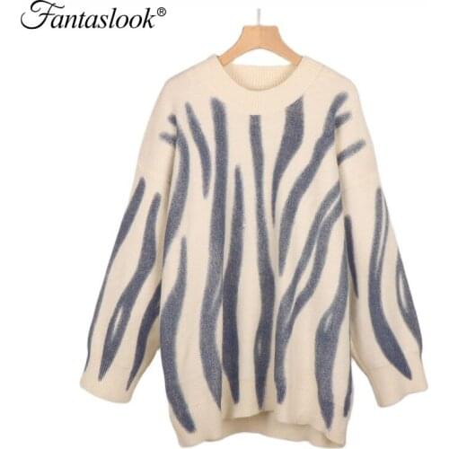Print Knitted Sweater Women Vintage Striped Oversize Sweater Causal Long Sleeve Pullovers Female Loose Tie Dye Jumper Streetwear