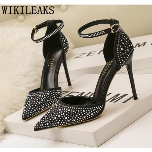 Fashion Rhinestone Heels Mary Jane Shoes Fetish High Heels Party Shoes For Women Sexy High Heels Zapatos Fiesta Mujer Elegante