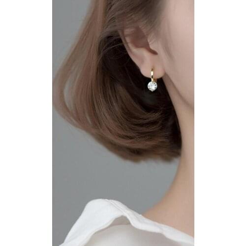 925 Sterling Silver Shiny Zircon Geometric Small Hoop Earrings For Women New Versatile Ear Accessories S-E1441