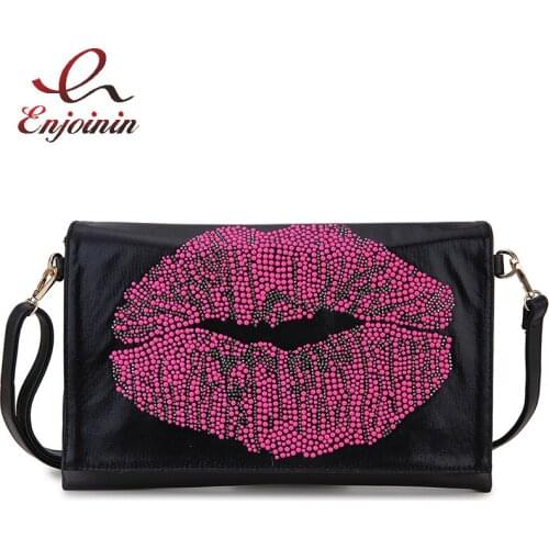 Sexy Lips Pattern Party Envelope Clutch for Women Fashion Purses and Handbags Female Messenger Bag Crossbody Bag Large-Capacity