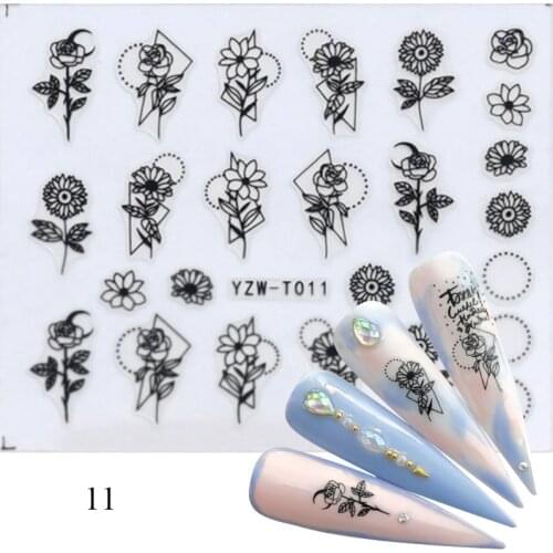 1 Sheet Flower Letter Design Nail Sticker 3D Mixed Patterns Nail Art Transfer Stickers Decals Nail Art DIY Design Decoration
