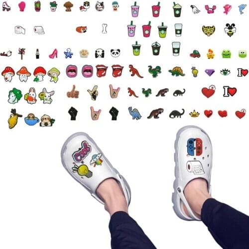 10pcs Animals Dinosaur Dogs Shoe Charms Medical Accessories Heart Mouth Ornaments Bracelets Spaceship Astronaut Decorations
