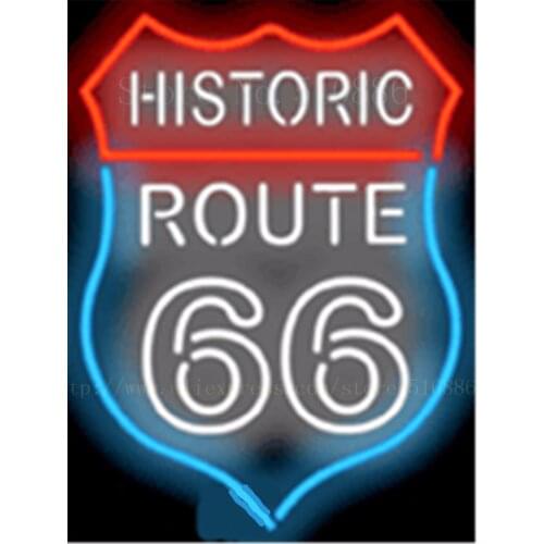 19*15" Historic Route 66 NEON SIGN REAL GLASS BEER BAR PUB LIGHT SIGNS store display Restaurant Shop Home Advertising Lights