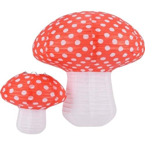 3D Mushroom Shaped Hanging Paper Lanterns for Fairy Party Woodland Hoodwinked Baby Shower Birthday Room Nursery Decor 2 PCS (Dif
