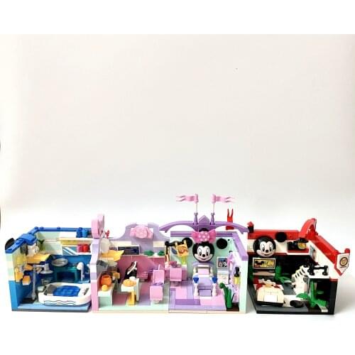 2020 Disney 4in1small building block toys fairy tale dream house Mickey Minnie duck model building blocks for childrens toy gift