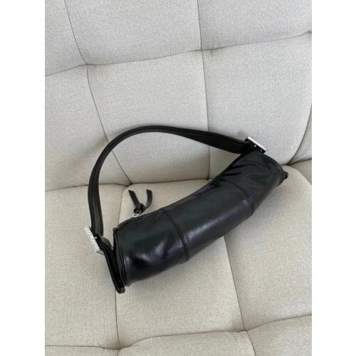 2021 New Handle Bag Women Retro Barrel-Shaped High Quality Leather Shoulder Bag Exquisite Female Retro Underarm Bag