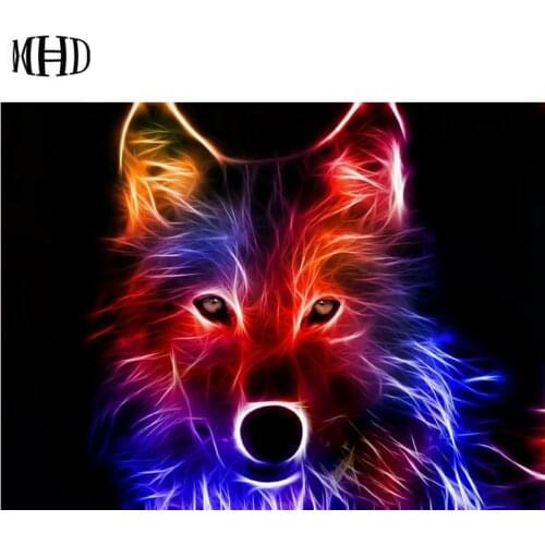 3D Wolf Icon Full Square & Round Diamond Painted 5D DIY Diamond Embroidery Diamond Mosaic Cross Stitch Decorative Painting