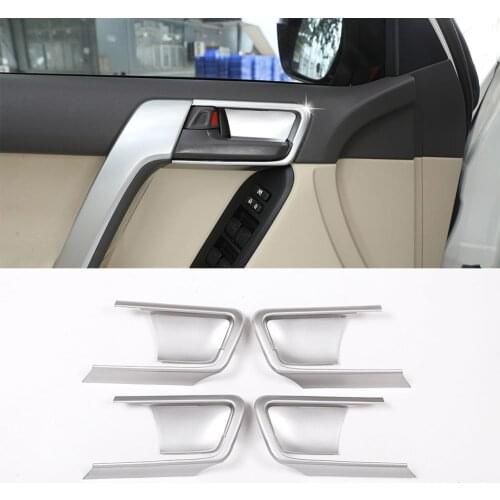 4pcs Silver ABS Plastic Stickers Interior Door Bowl Cover Trim for Toyota Land Cruiser Prado FJ150 150 2014-18 Model Accessories