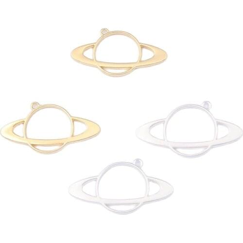 5PCS 57*33mm Open Blank Frame Drop Round Planet Hollow Pendants Setting Charm Gold Silver Color Diy Jewelry Making Accessories