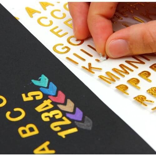 6 pcs/lot embossed gold foil alphabet stickers handbook DIY album decorative mark notebook personalized office stationery gift