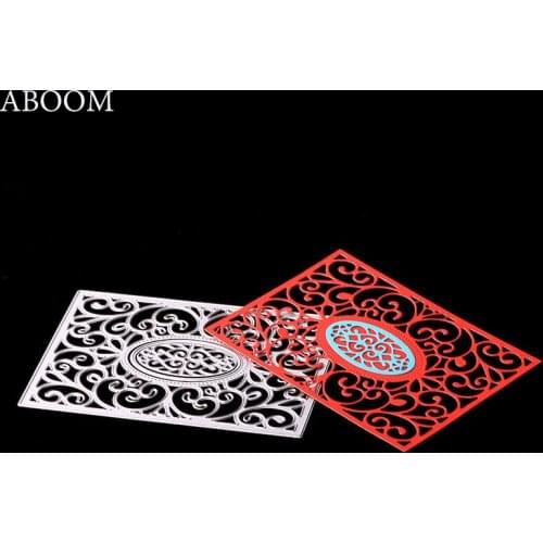 ABOOM Fresh Frame Rectangle Lace Flower Metal Carbon Steel Die Cut Dies Embossing Stencils Scrapbooking Album Photo Cutting Dies